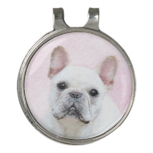 French Bulldog (Cream/White) Painting - Dog Art Golf Hat Clip
