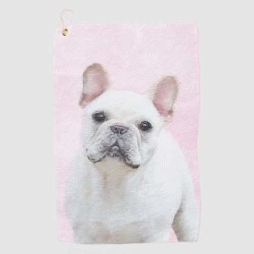 French Bulldog CreamWhite Painting _ Dog Art Golf Towel