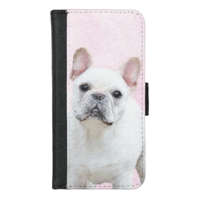 French Bulldog (Cream/White) Painting - Dog Art iPhone Wallet Case (Front)