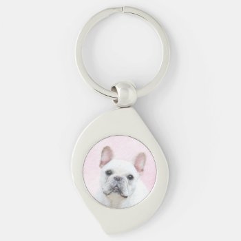French Bulldog (cream/white) Painting - Dog Art Keychain by alpendesigns at Zazzle