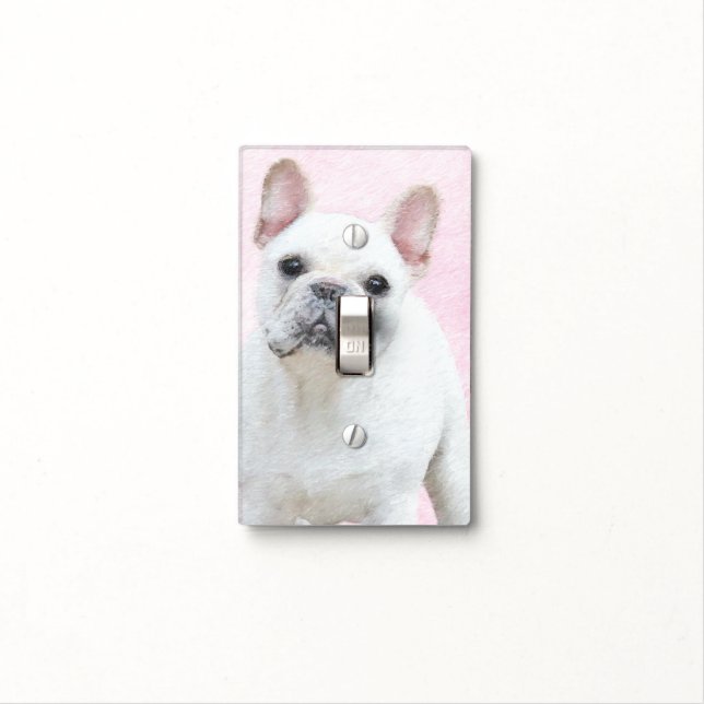 French Bulldog (Cream/White) Painting - Dog Art Light Switch Cover (In Situ)