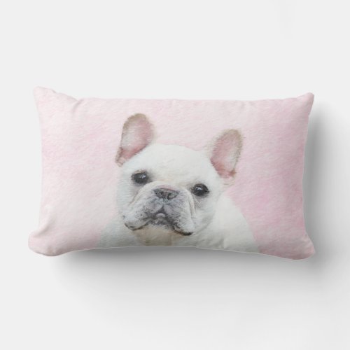 French Bulldog CreamWhite Painting _ Dog Art Lumbar Pillow