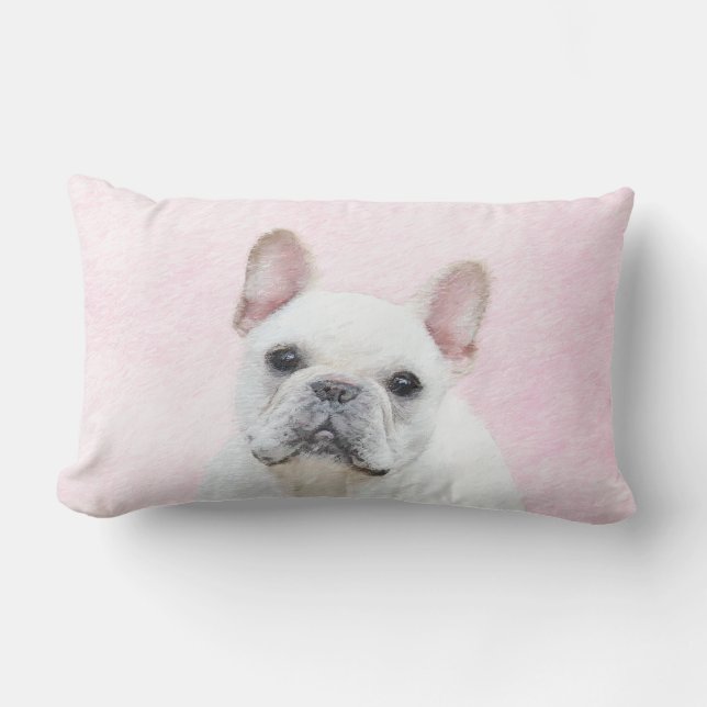 French Bulldog (Cream/White) Painting - Dog Art Lumbar Pillow (Front)