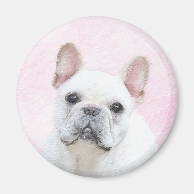 French Bulldog (Cream/White) Painting - Dog Art Magnet (Front)