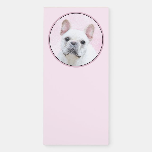 French Bulldog (Cream/White) Painting - Dog Art Magnetic Notepad (Front)