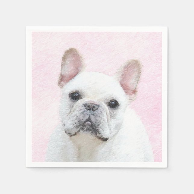French Bulldog (Cream/White) Painting - Dog Art Napkins (Front)