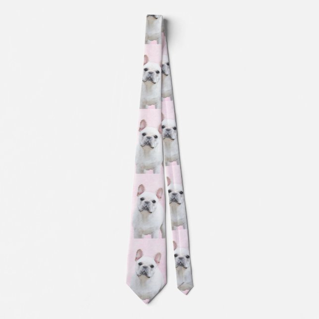 French Bulldog (Cream/White) Painting - Dog Art Neck Tie (Front)