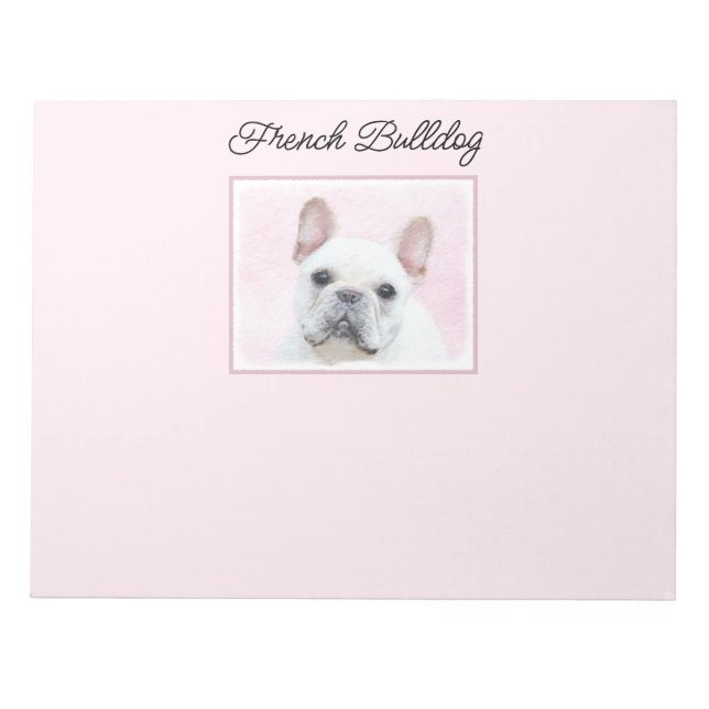 French Bulldog (Cream/White) Painting - Dog Art Notepad (Front)