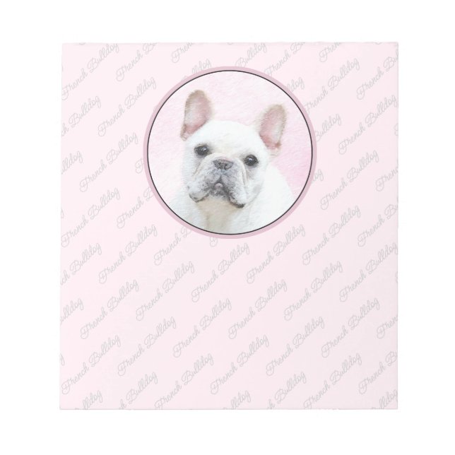 French Bulldog (Cream/White) Painting - Dog Art Notepad (Front)