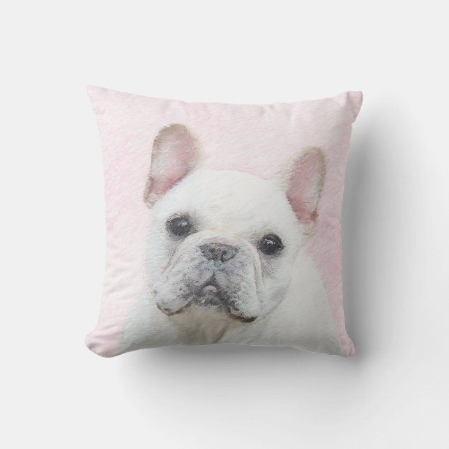 French Bulldog (Cream/White) Painting - Dog Art Outdoor Pillow (Front)