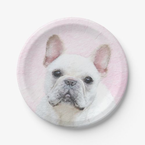 French Bulldog CreamWhite Painting _ Dog Art Paper Plates