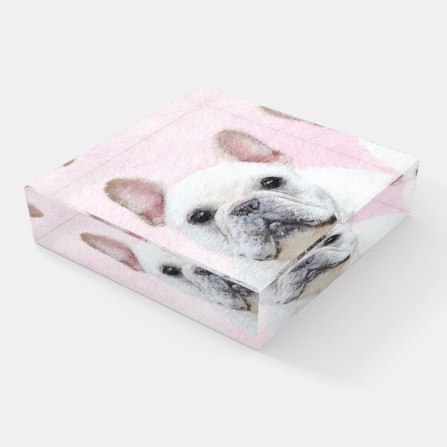 French Bulldog (Cream/White) Painting - Dog Art Paperweight (Angled)