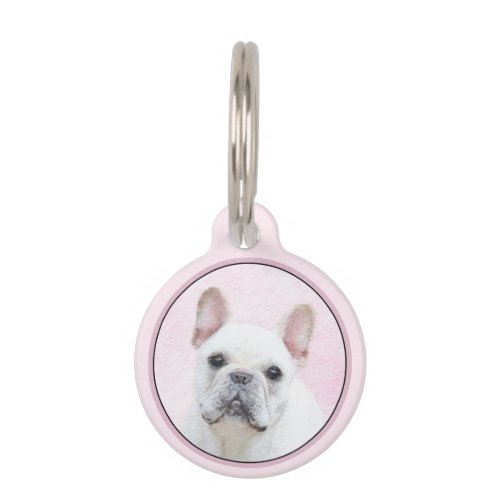 French Bulldog CreamWhite Painting _ Dog Art Pet ID Tag