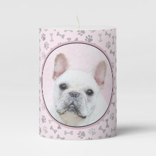 French Bulldog (Cream/White) Painting - Dog Art Pillar Candle