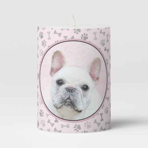 French Bulldog CreamWhite Painting _ Dog Art Pillar Candle