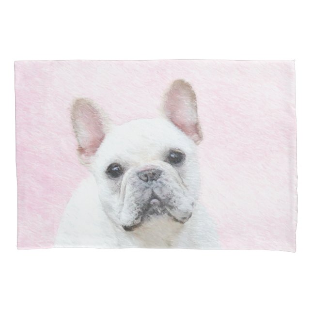 French Bulldog (Cream/White) Painting - Dog Art Pillow Case (Front)