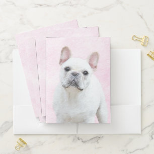 French Bulldog (Cream/White) Painting - Dog Art Pocket Folder