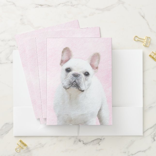 French Bulldog (Cream/White) Painting - Dog Art Pocket Folder (In Situ)