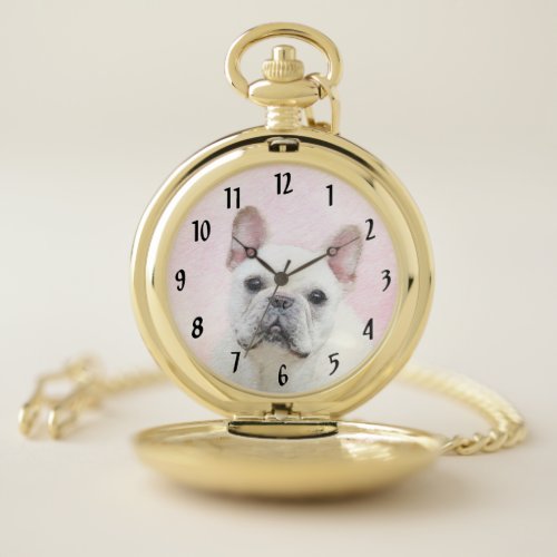 French Bulldog CreamWhite Painting _ Dog Art Pocket Watch