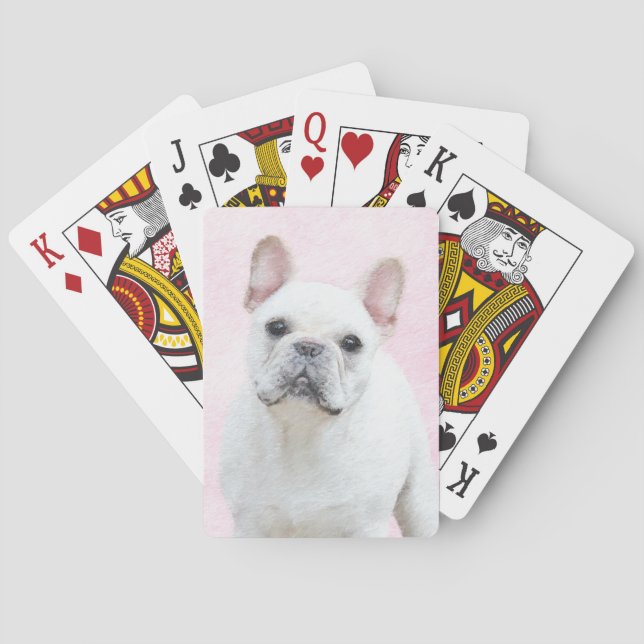 French Bulldog (Cream/White) Painting - Dog Art Poker Cards (Back)