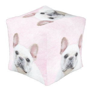 French Bulldog (Cream/White) Painting - Dog Art Pouf
