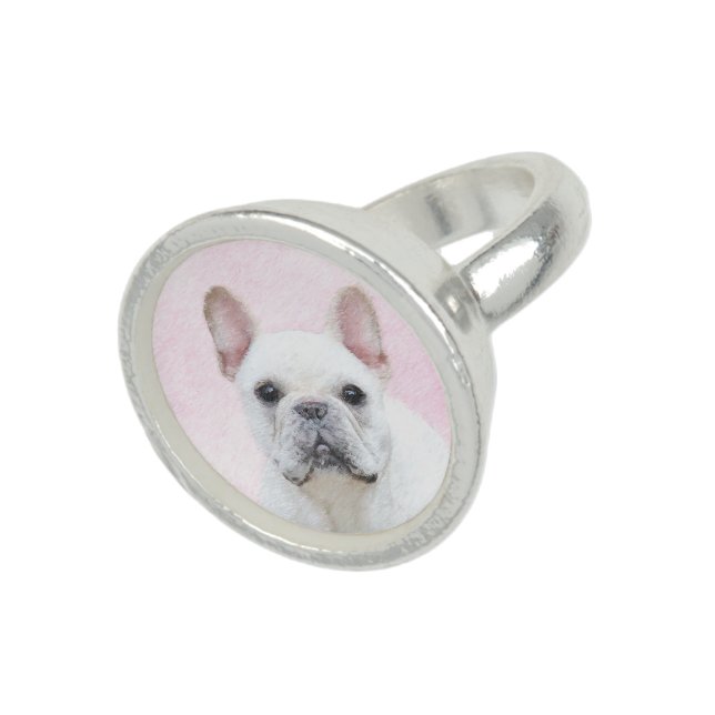 French Bulldog (Cream/White) Painting - Dog Art Ring (Top)