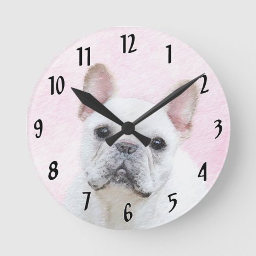 French Bulldog CreamWhite Painting _ Dog Art Round Clock