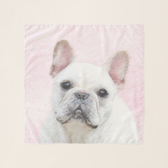 French Bulldog (Cream/White) Painting - Dog Art Scarf (Front (Horizontal))