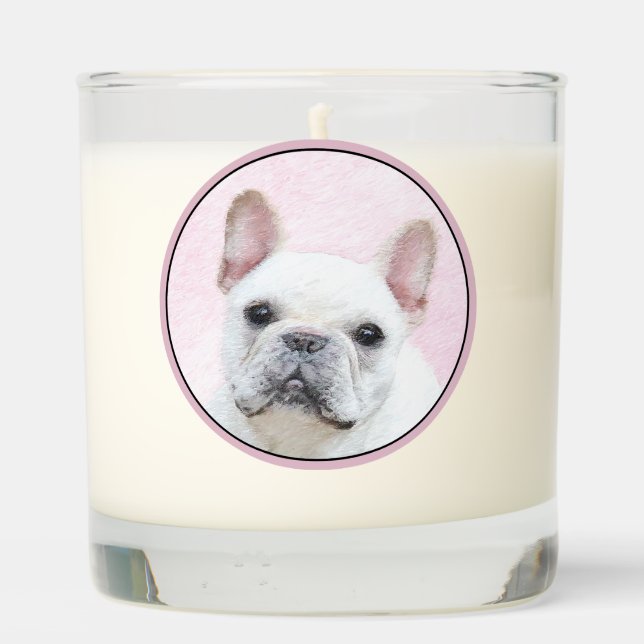 French Bulldog (Cream/White) Painting - Dog Art Scented Candle (Back)