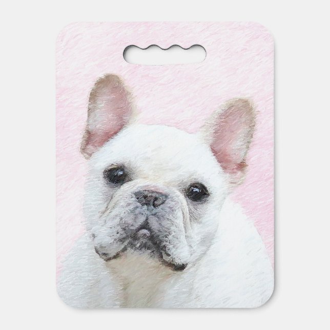 French Bulldog (Cream/White) Painting - Dog Art Seat Cushion (Front Vertical)