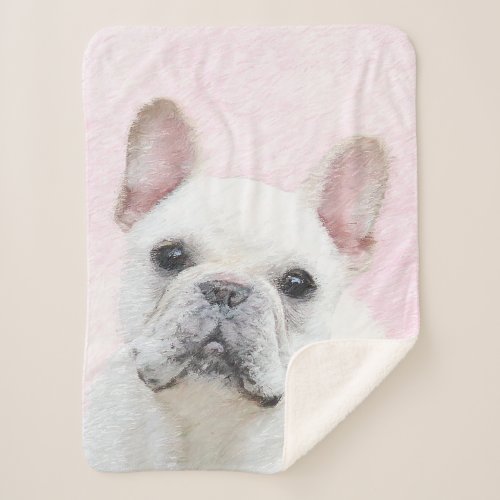 French Bulldog CreamWhite Painting _ Dog Art Sherpa Blanket