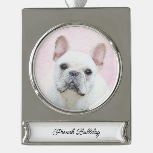 French Bulldog (Cream/White) Painting - Dog Art Silver Plated Banner Ornament