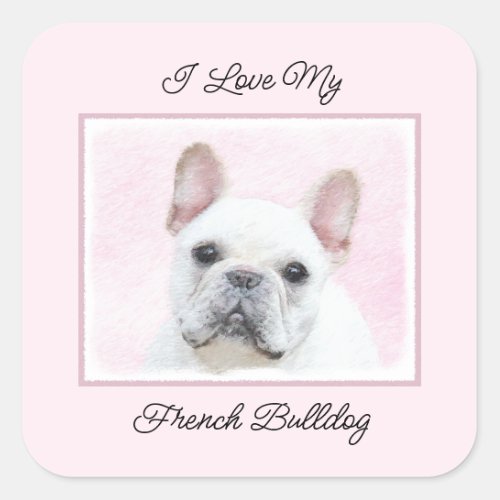 French Bulldog CreamWhite Painting _ Dog Art Square Sticker