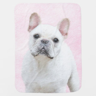 French Bulldog (Cream/White) Painting - Dog Art Swaddle Blanket