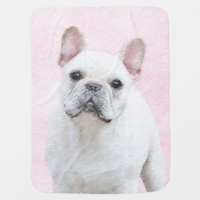 French Bulldog (Cream/White) Painting - Dog Art Swaddle Blanket (Front)