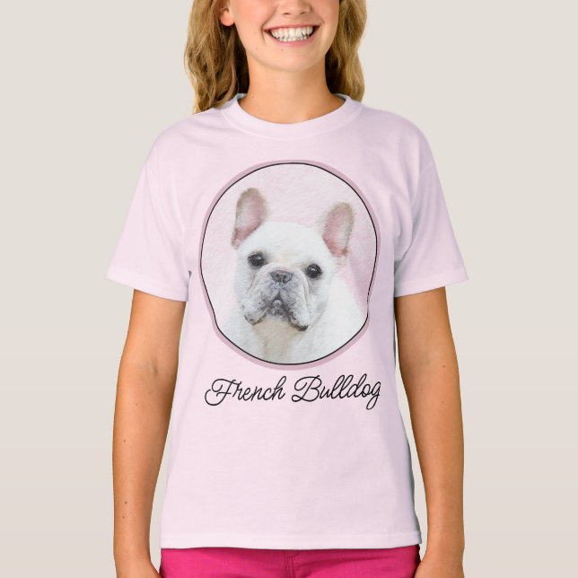 French Bulldog (Cream/White) Painting - Dog Art T- T-Shirt (Front)