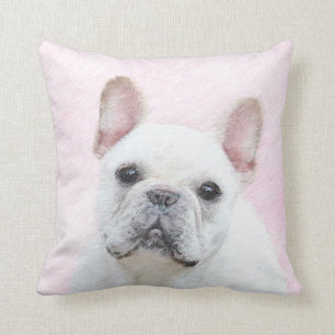 French Bulldog (Cream/White) Painting - Dog Art Throw Pillow