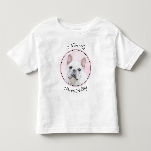 French Bulldog (Cream/White) Painting - Dog Art Toddler T-shirt (Front)