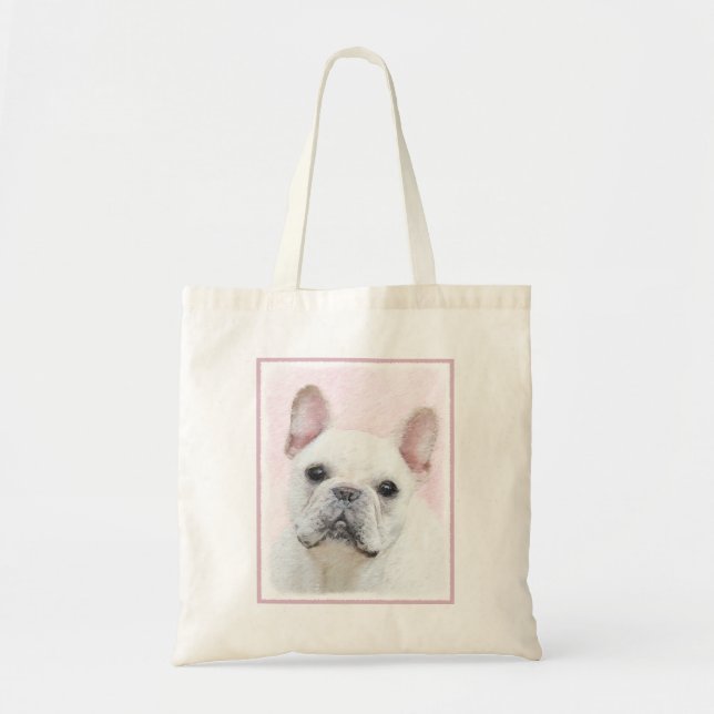 French Bulldog (Cream/White) Painting - Dog Art Tote Bag (Front)