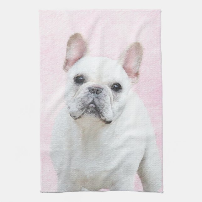 French Bulldog (Cream/White) Painting - Dog Art Towel (Vertical)
