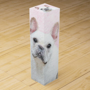 French Bulldog (Cream/White) Painting - Dog Art Wine Box