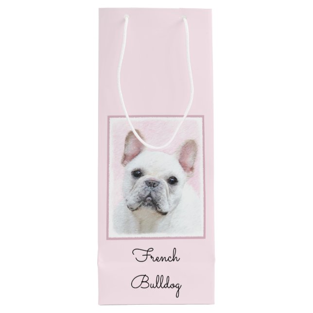 French Bulldog (Cream/White) Painting - Dog Art Wine Gift Bag (Back)