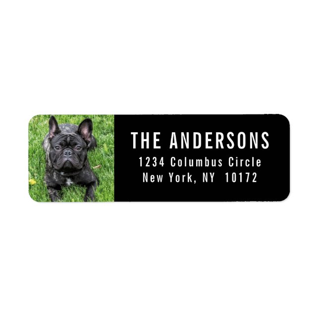 French Bulldog Custom Black Return Address Label (Front)