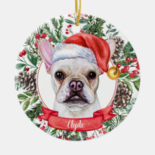 French Bulldog Custom Dog Santa Christmas Ornament