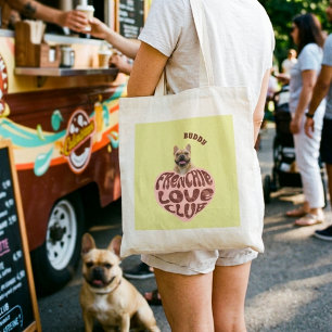 French Bulldog Custom Photo and Name Love Club Tote Bag