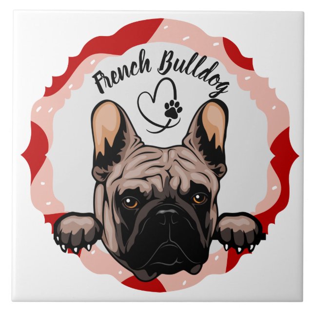  French Bulldog customized pattern photo frame Ceramic Tile (Front)