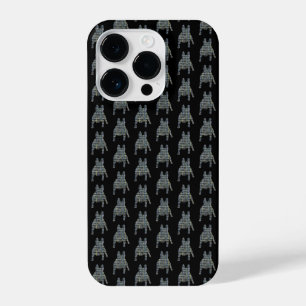 French Bulldog Cute Dog Silhouette Grid Black iPhone 14 Pro Case