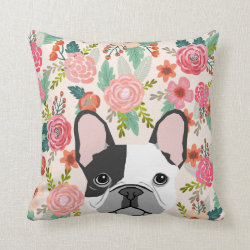 French Bulldog cute floral pillow pet portrait