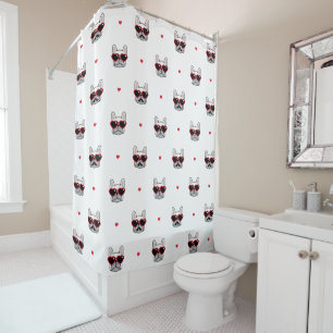 French Bulldog Cute Frenchie Pattern White Shower Curtain