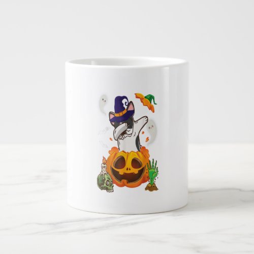 French Bulldog Dabbing To Open Pumpkin Egg Happy Giant Coffee Mug